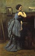 Corot Camille The lady of blue oil on canvas